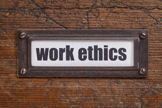 sign with words work ethics