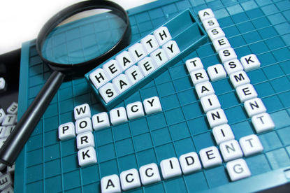 health and safety word cloud using letter tiles